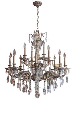 Plafonnier Schonbek Milano 12 feux en argent ancien in Heritage 32 po.