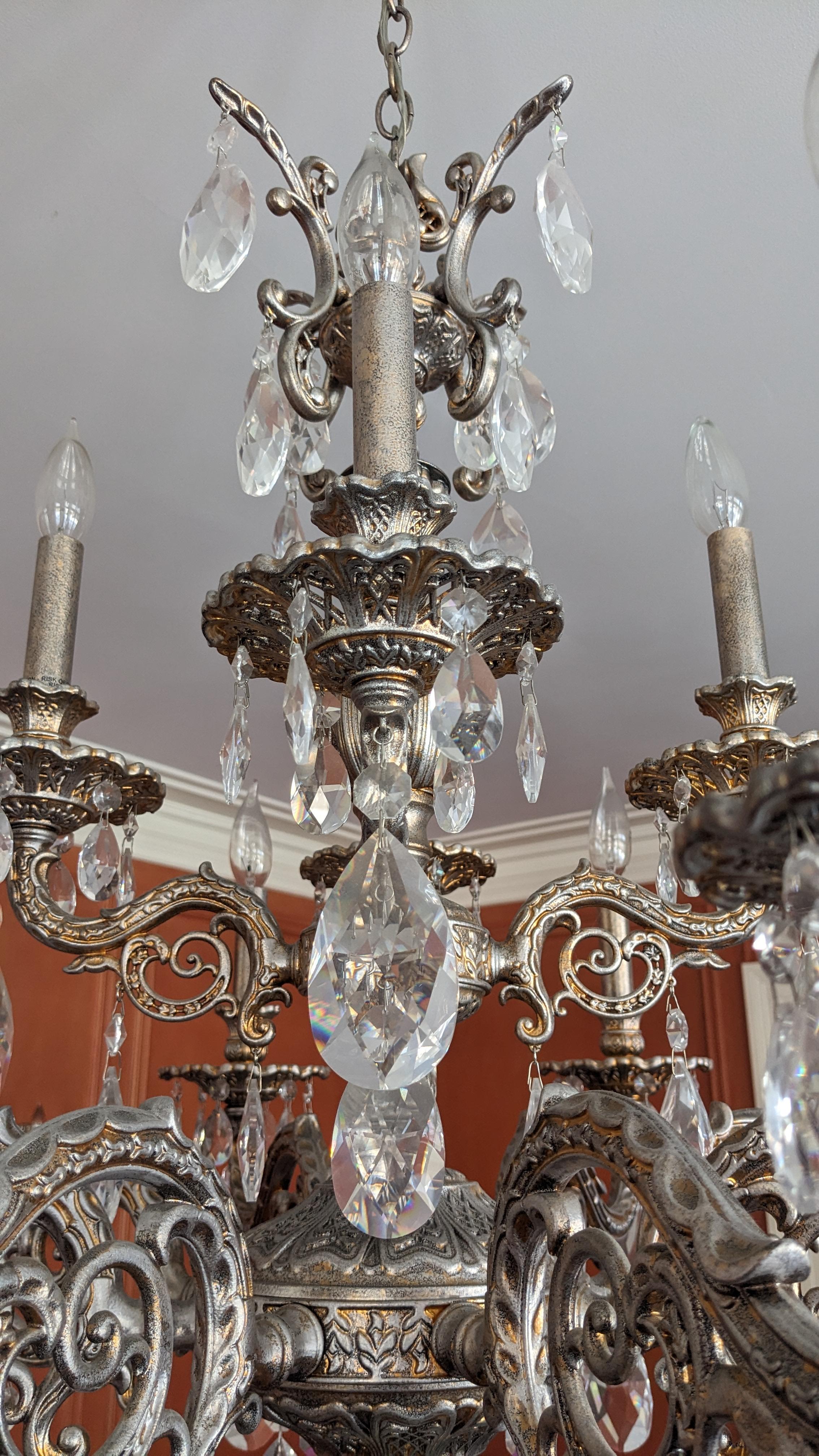 Metallo Schonbek Milano 12 luci lampadario da soffitto in argento antico Heritage 32 in vendita