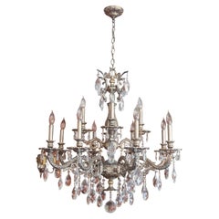 Schonbek Milano 12 Light Antique Silver Chandelier Ceiling Light in Heritage 32"