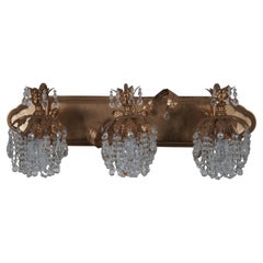 Vintage Schonbek Rondelle 3 Light Drop Crystal Wall Sconce Chandelier Vanity Light 27"