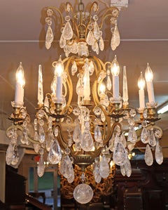 Schonbek Versailles French Louis XV Style Rock Crystal Gold 8 Light Chandelier