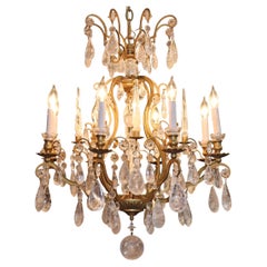 Schonbek Versailles French Louis XV Style Rock Crystal Gold 8 Light Chandelier