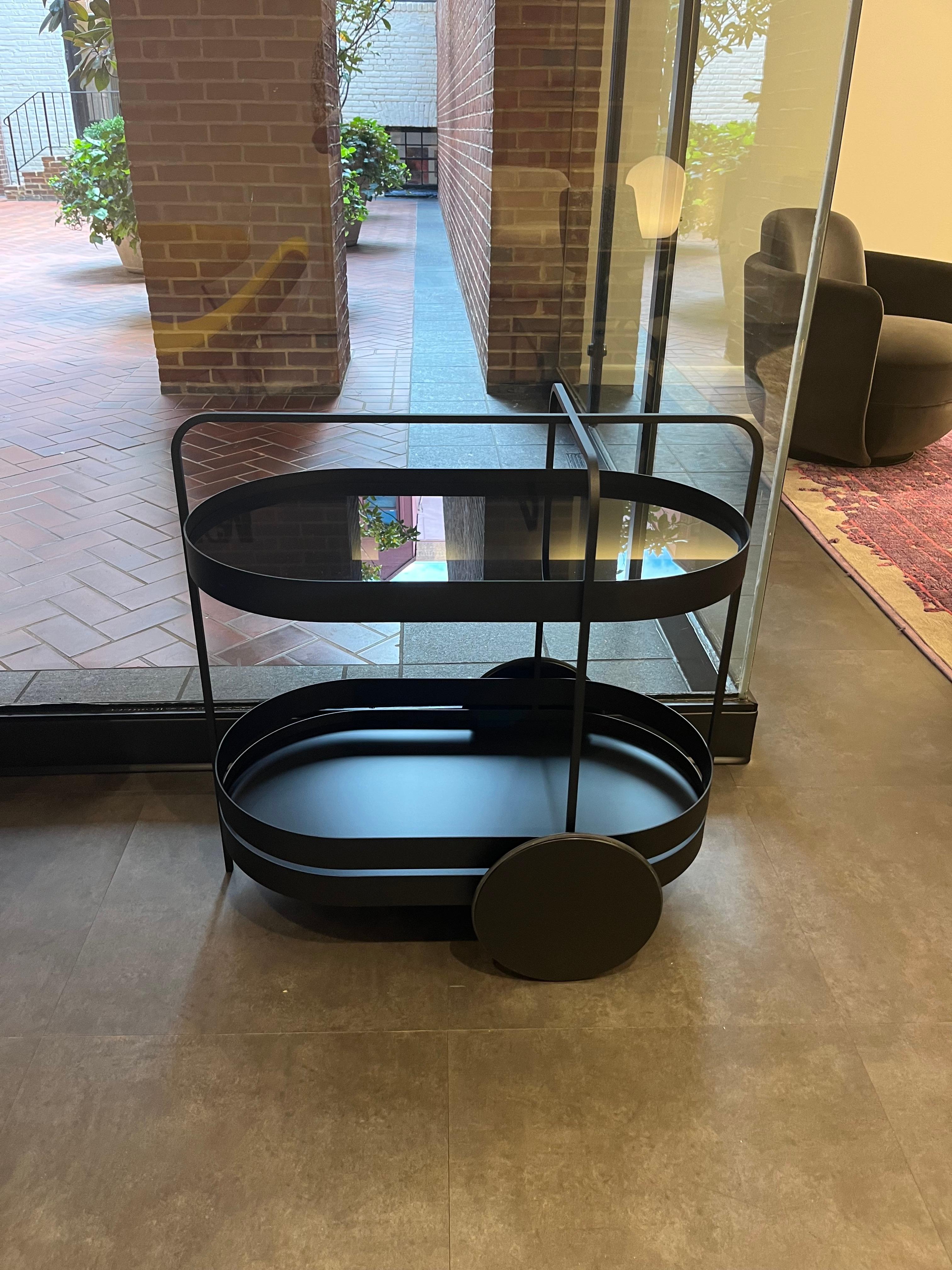 A future Classic. The clear lines and stylish practicality of the grace serving trolley make for a winning combination. Its Minimalist form is the perfect modern twist on a Classic item. Use as a mobile bar or side table, or for storage in home