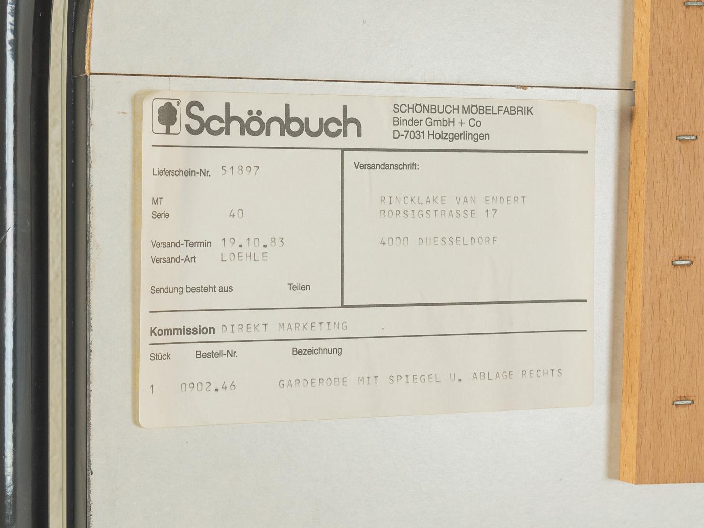 Schönbuch Coat Rack and Mirror, 1970s Wardrobe For Sale 2