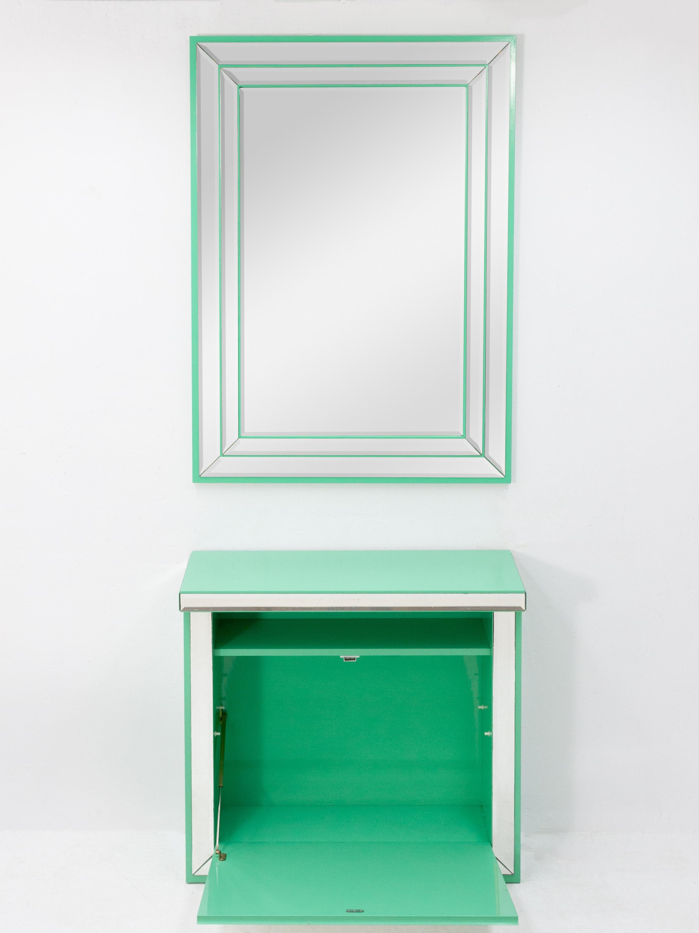 Schöninger Mint Green Console Mirror Hollywood Regency 6