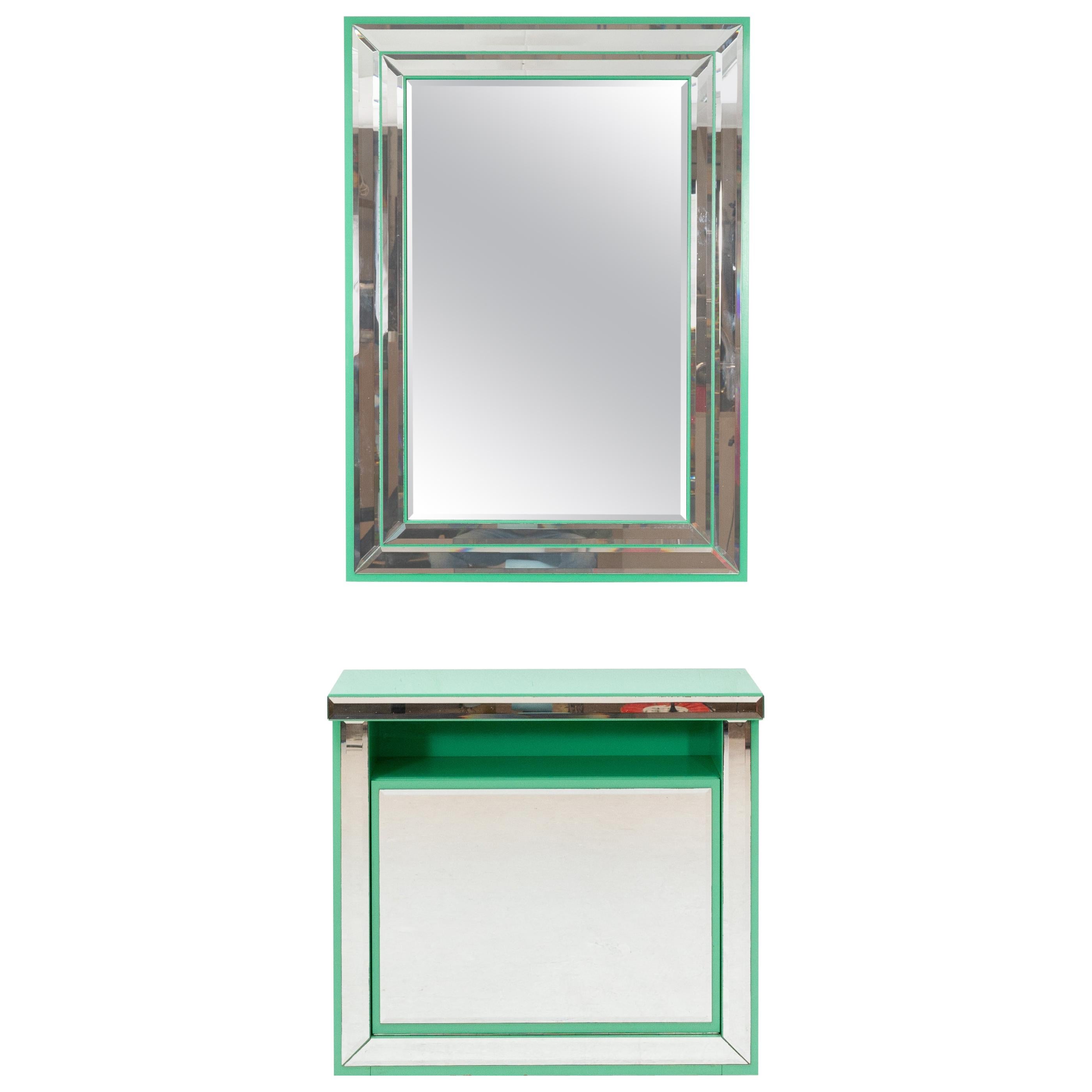 Schöninger Mint Green Console Mirror Hollywood Regency