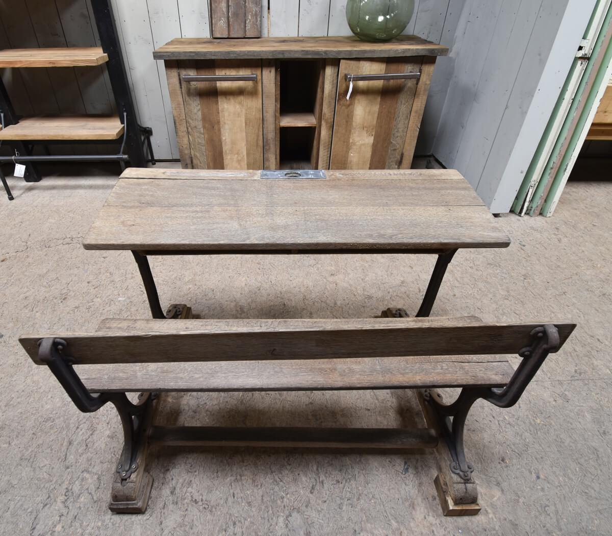 French School bench and table with cast iron frame 19th Century For Sale