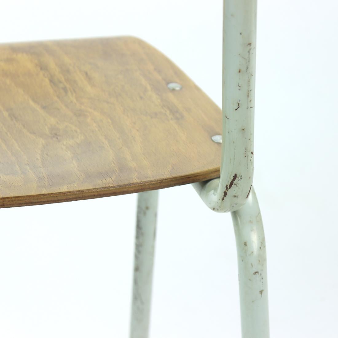 School Chair In Metal And Plywood, Kovona, Czechoslovakia 1960s For Sale 4