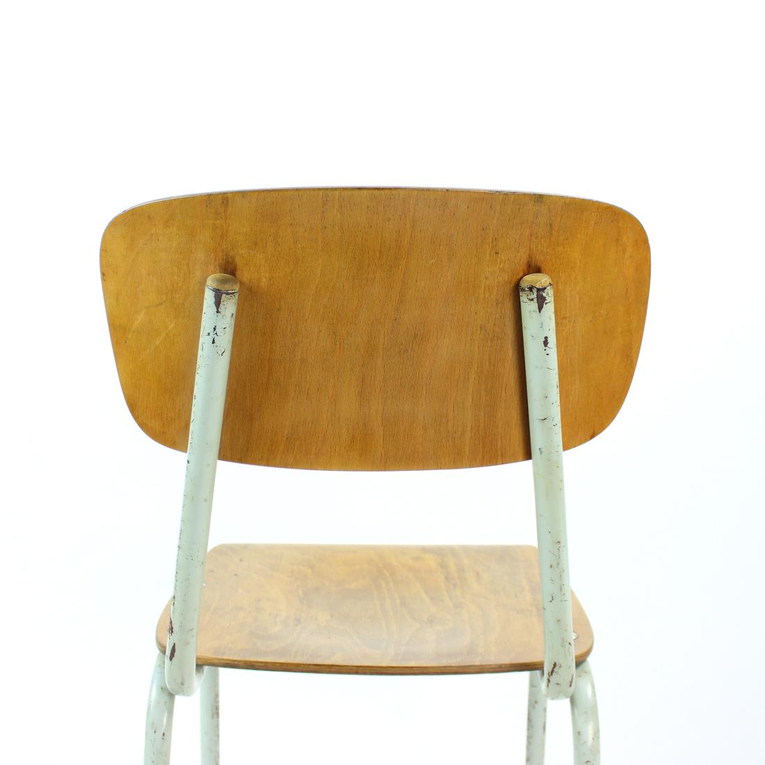 School Chair In Metal And Plywood, Kovona, Czechoslovakia 1960s For Sale 2