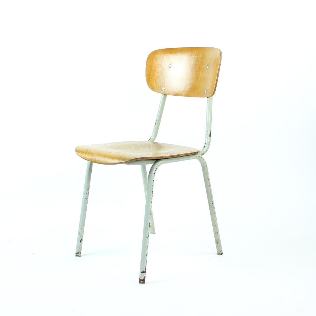 Mid-20th Century School Chair In Metal And Plywood, Kovona, Czechoslovakia 1960s For Sale
