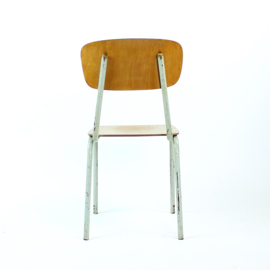 School Chair In Metal And Plywood, Kovona, Czechoslovakia 1960s For Sale 2