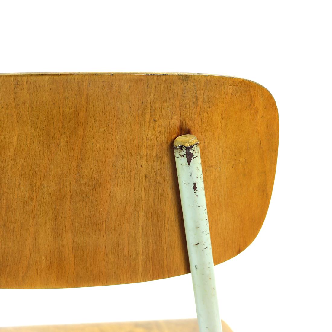 School Chair In Metal And Plywood, Kovona, Czechoslovakia 1960s For Sale 3