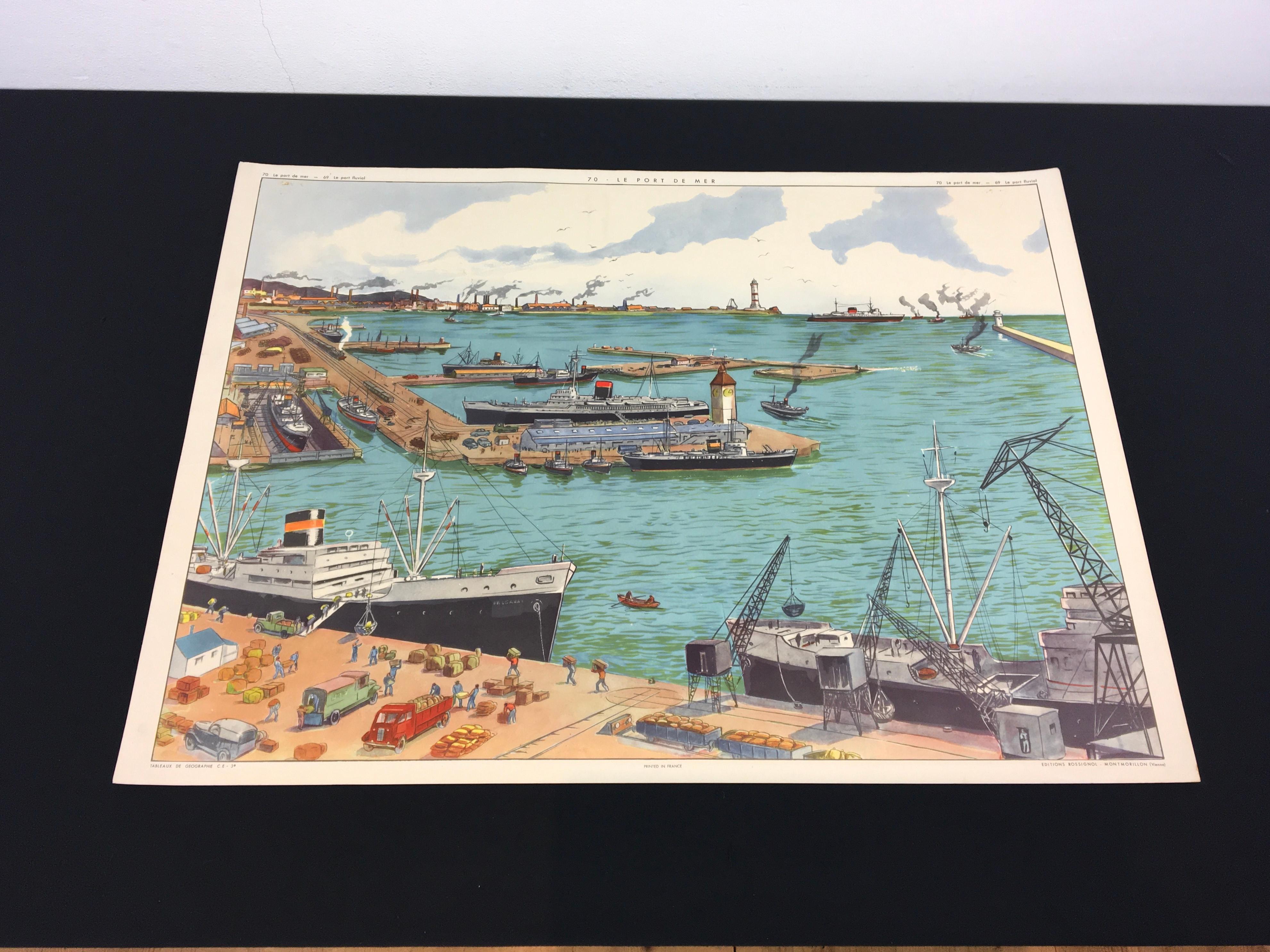 Tableau d'école au port de Rossignol  en vente 10