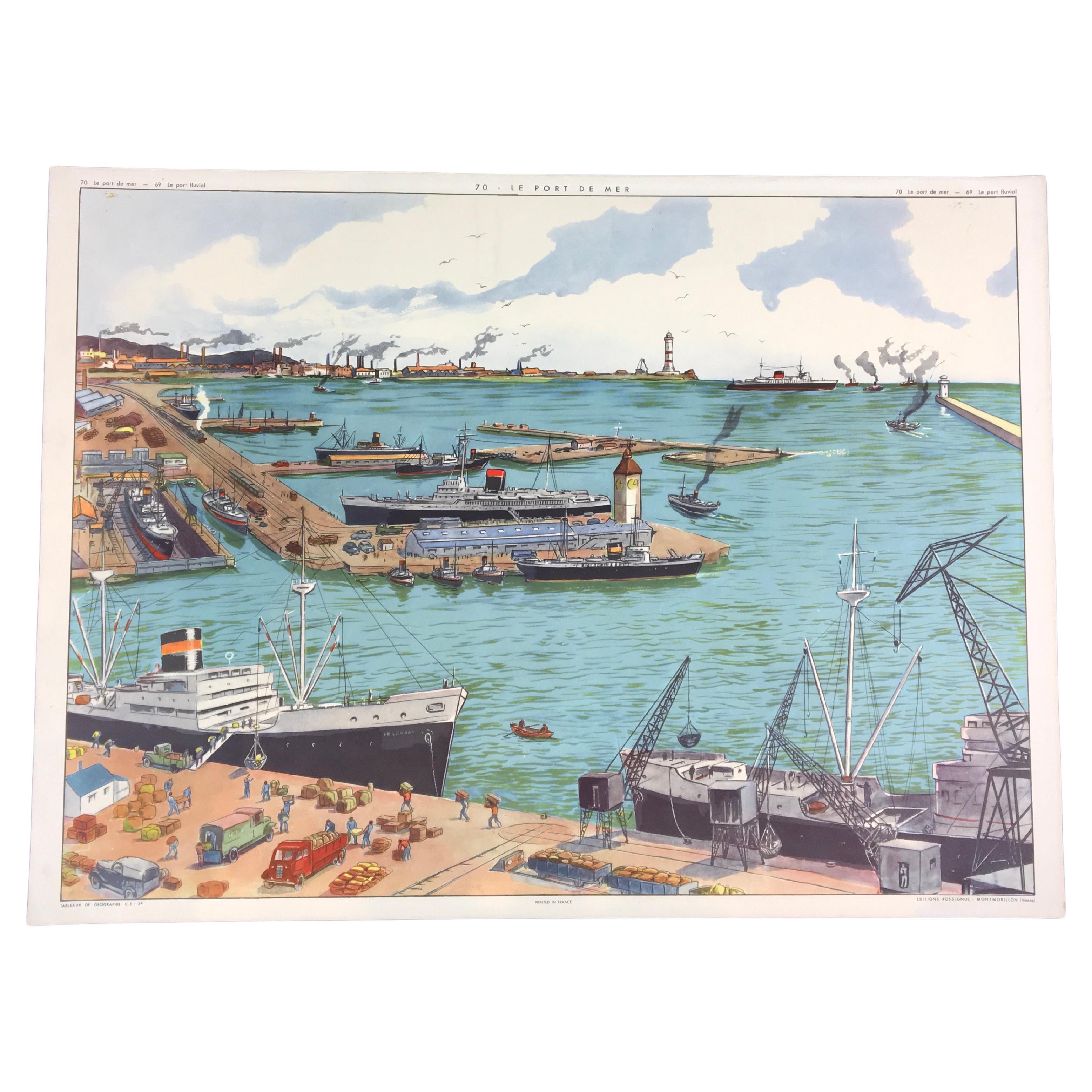 Tableau d'école au port de Rossignol  en vente