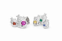 School of fish earrings studs silver, gold