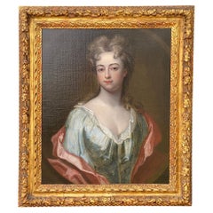 School of Kneller Framed Oil on Canvas of a Young Woman