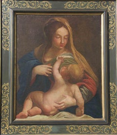 Madonna with Child - Original Oil Paint - 17th Century