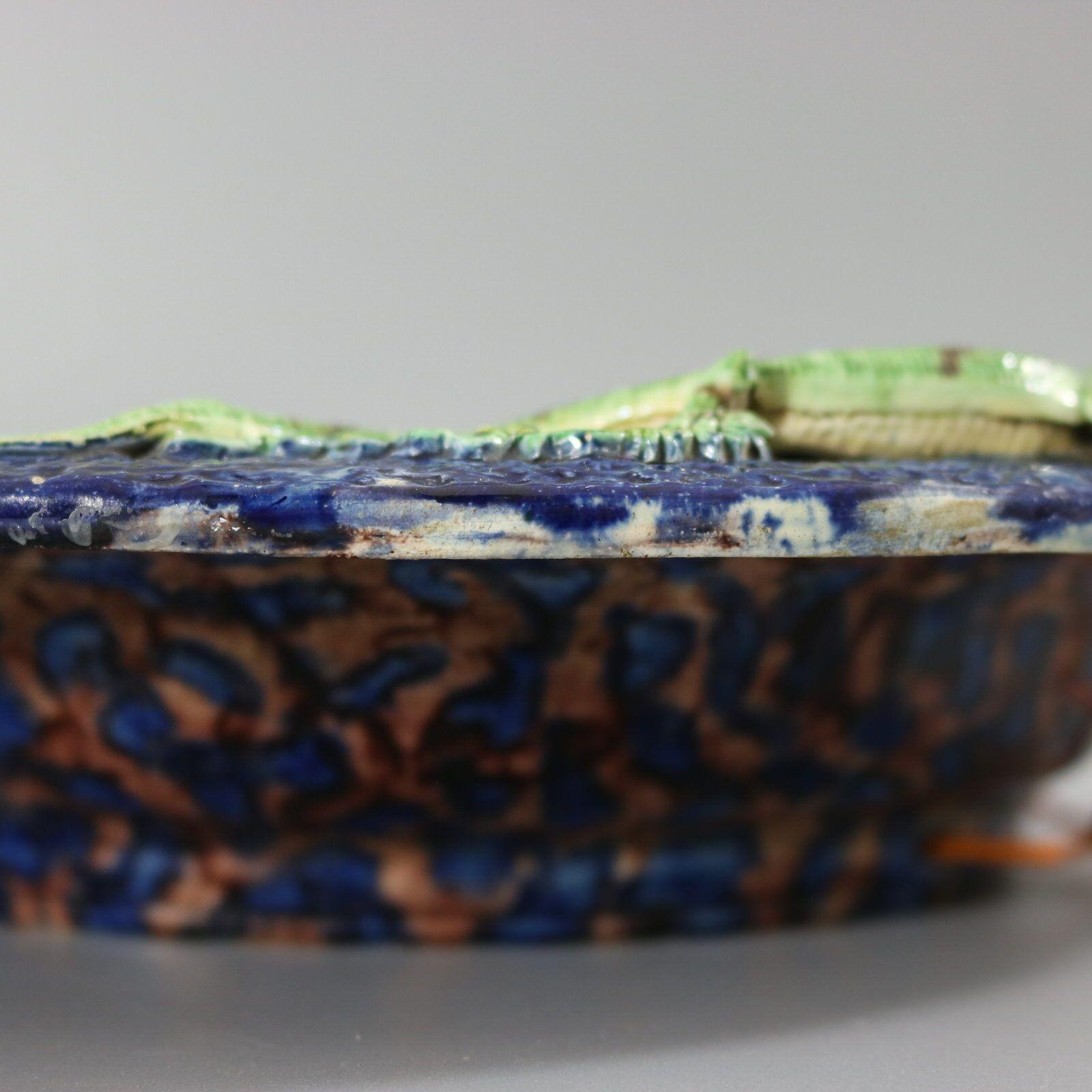 Escuela de París Mayólica Palissy Plato Pez, Reptil y Hojas en venta 6