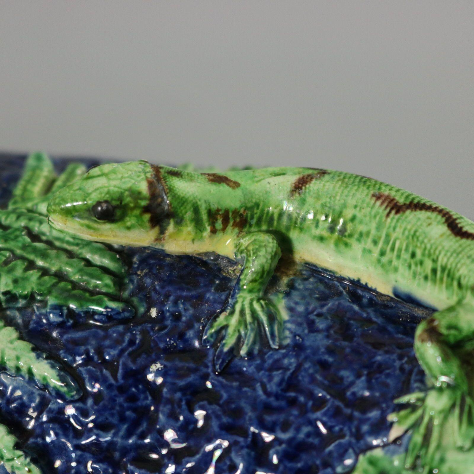 Escuela de París Mayólica Palissy Plato Pez, Reptil y Hojas en venta 9