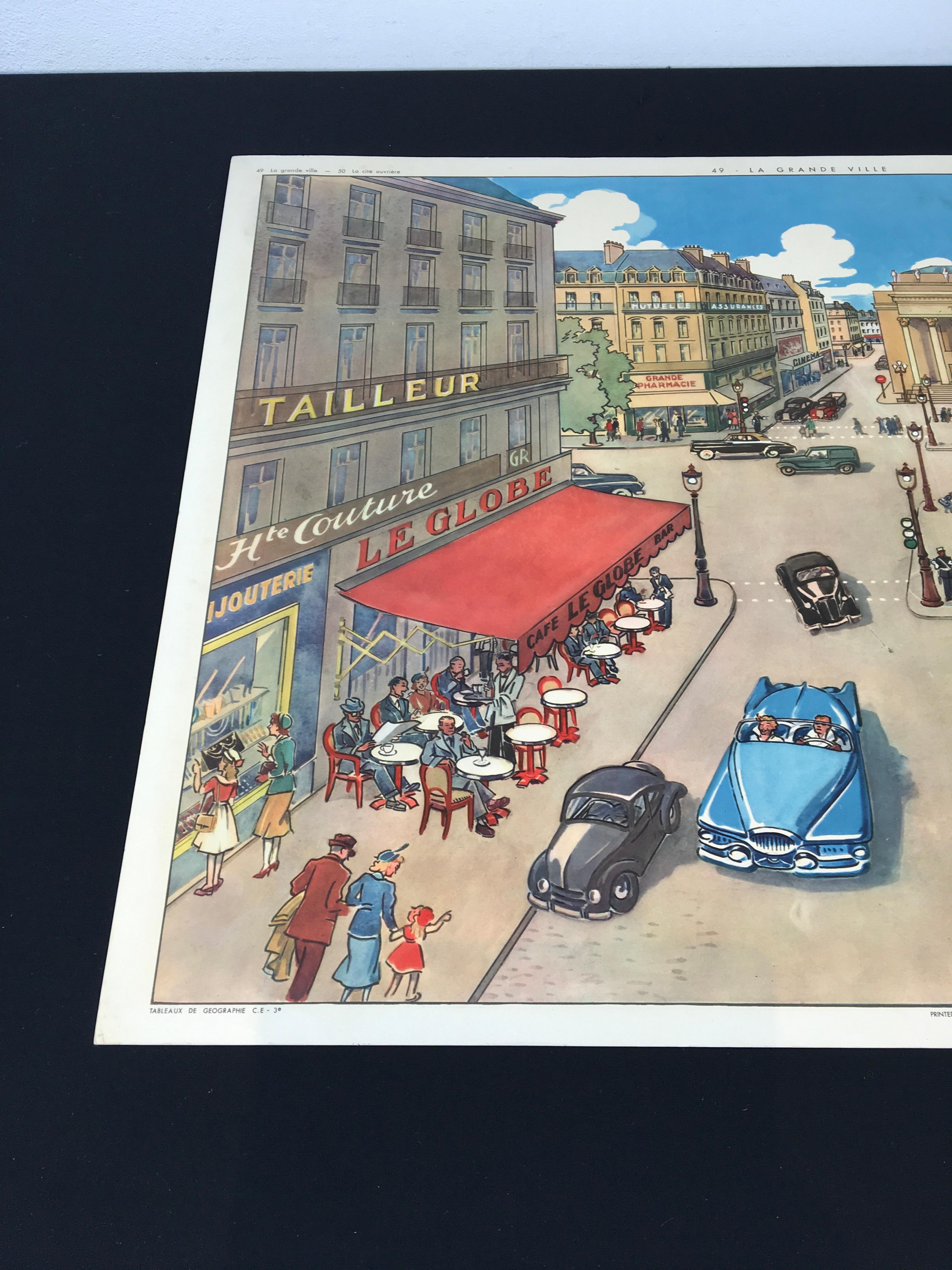 School Poster Big French City by Rossignol In Good Condition For Sale In Antwerp, BE