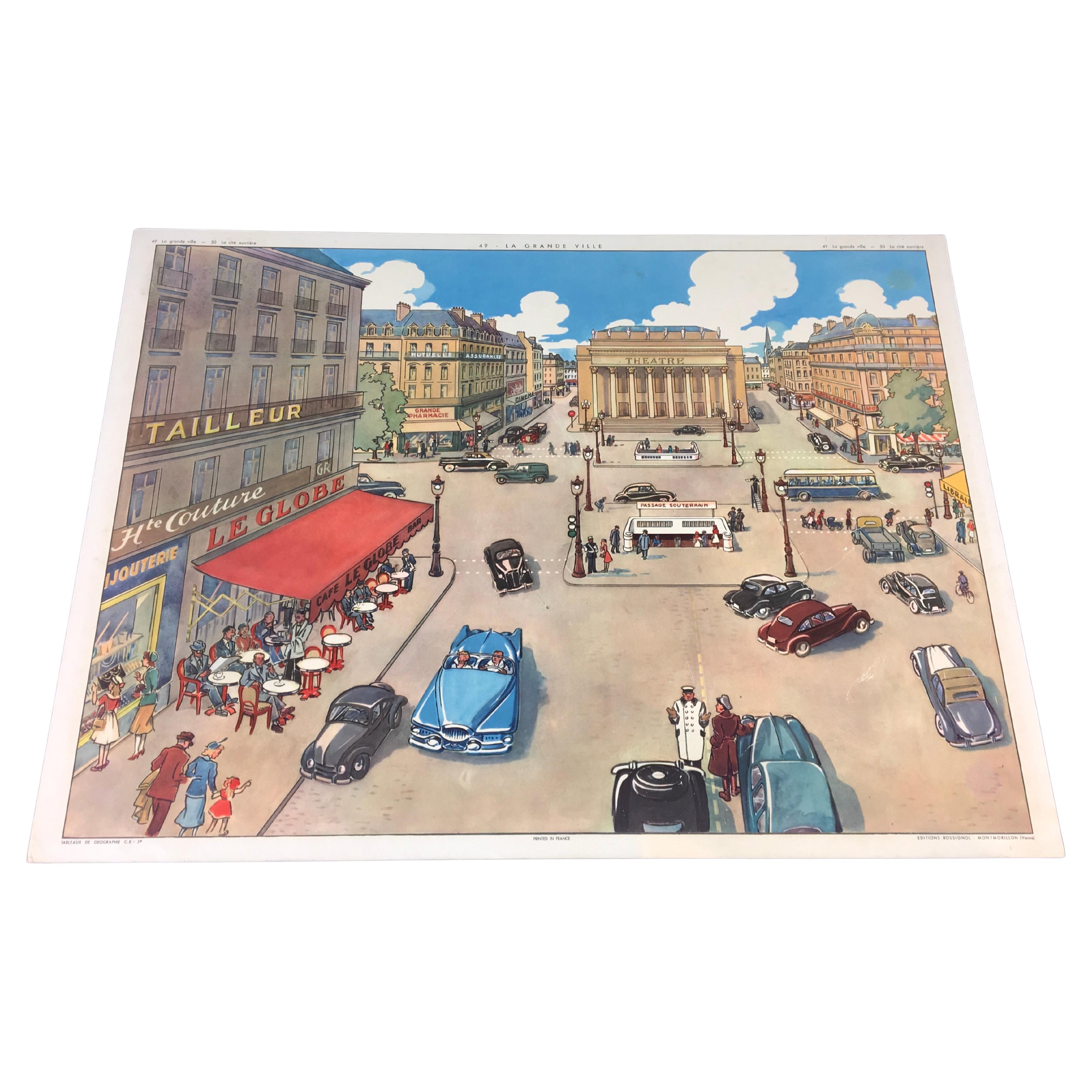 School Poster Big French City by Rossignol For Sale