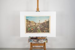 Gráfico mural escolar, ciudad de Dublín, calle O'Connell con Nelson, columna