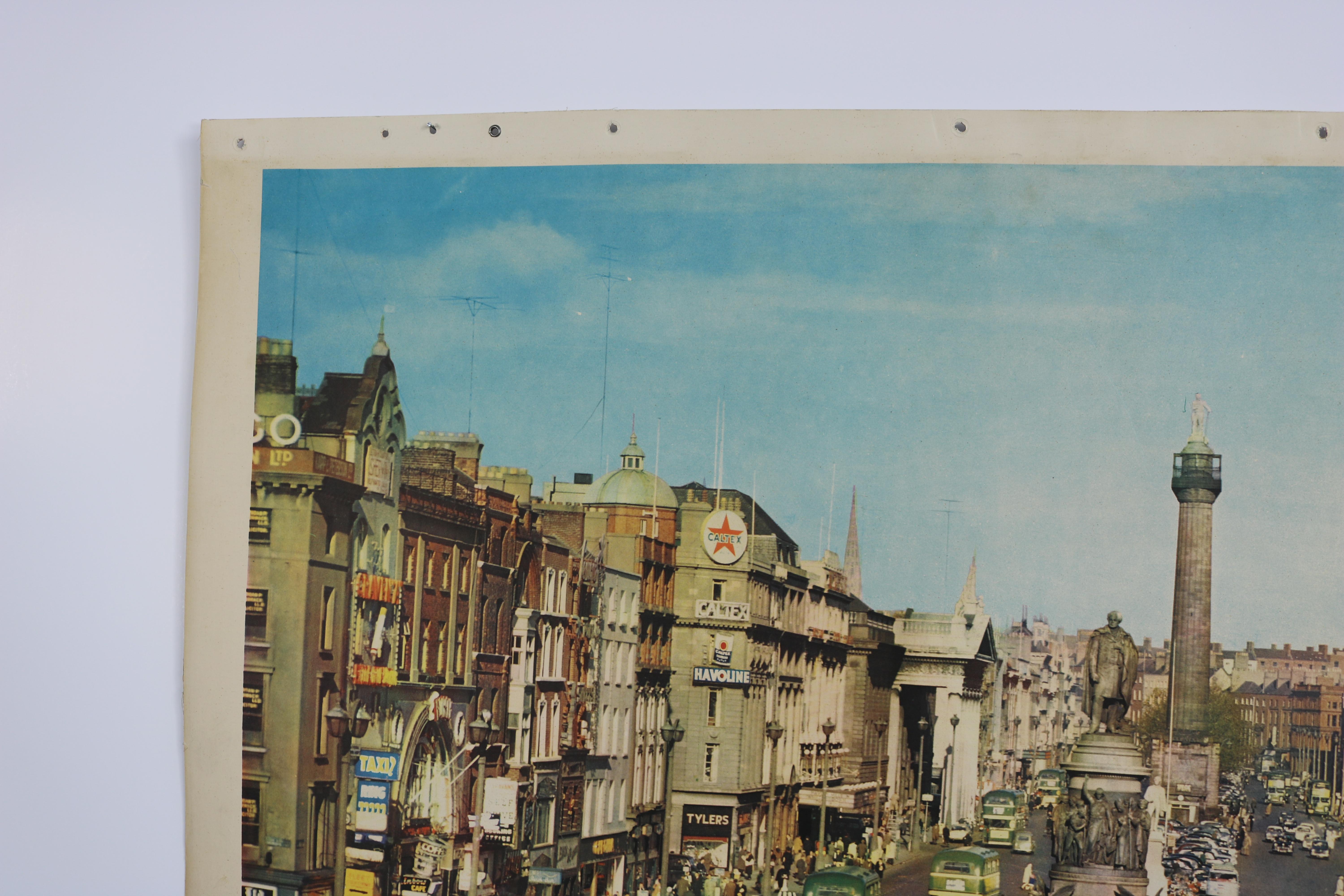 Paper School Wall Chart, City Dublin, O´Connell Street with Nelson, Column For Sale