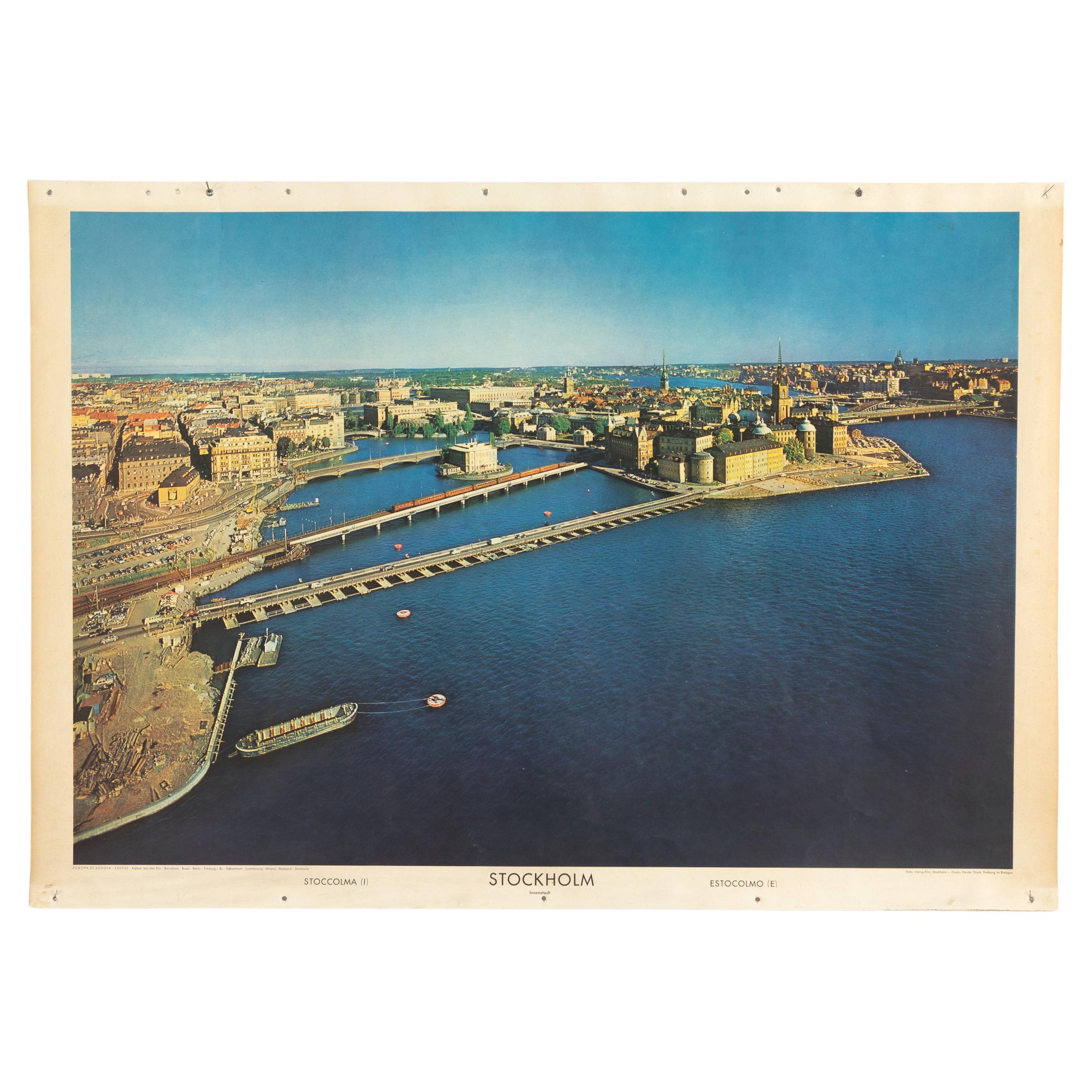 School Wall Chart, City Stockholm For Sale