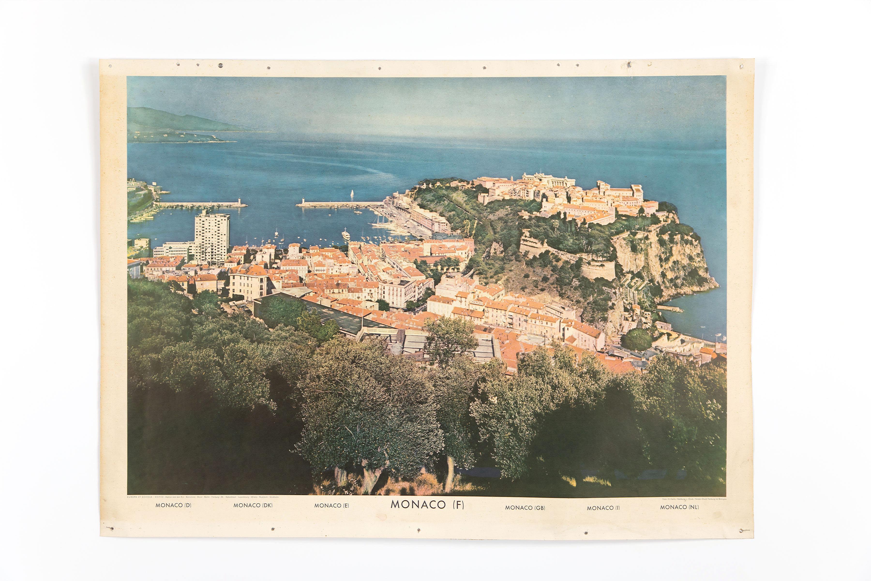 Mid-Century Modern School Wall Chart, Monaco For Sale