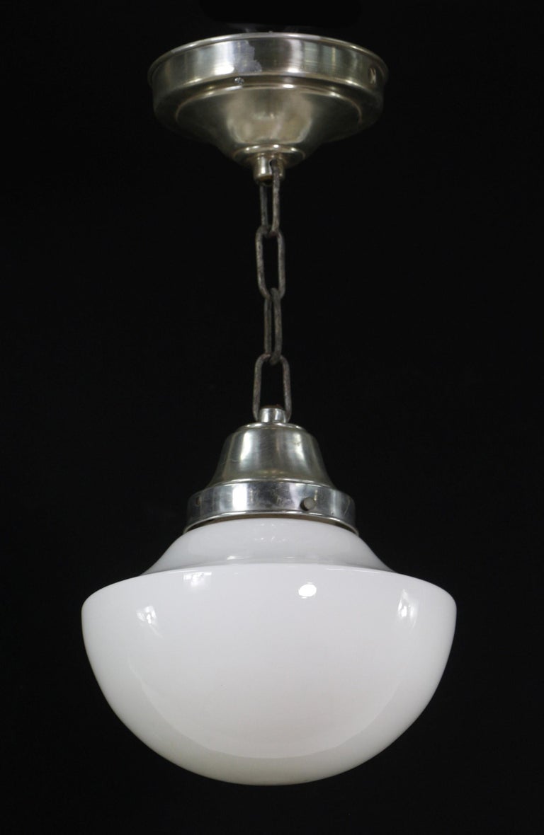 Schoolhouse Pendant Light with Original Nickel Hardware For Sale at 1stDibs