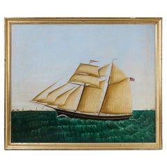Peinture de goélette. Huile sur toile. Américain, vers 1880.