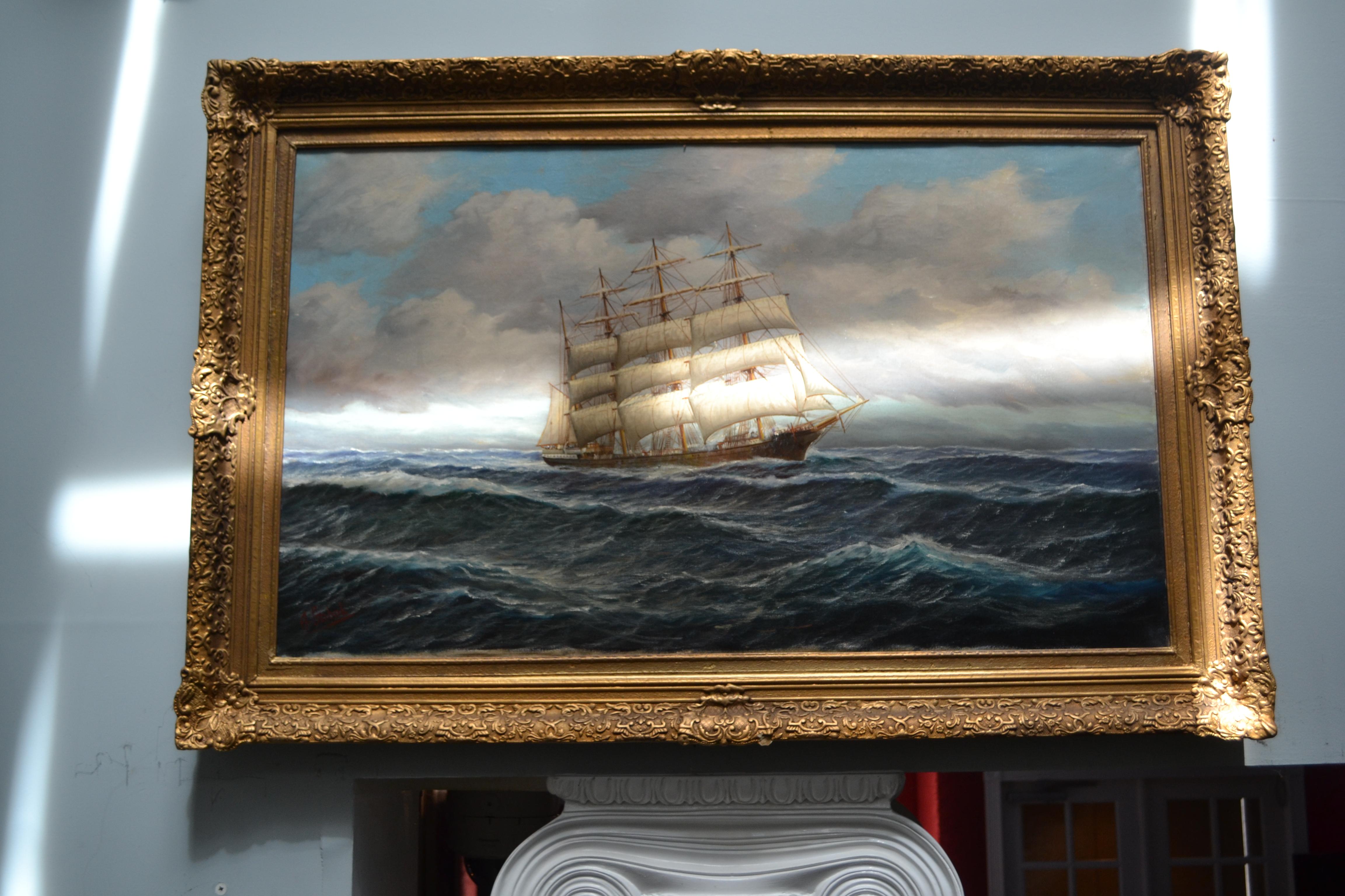 “Schooner under full sail” by German American Artist Alfred Gabali 3
