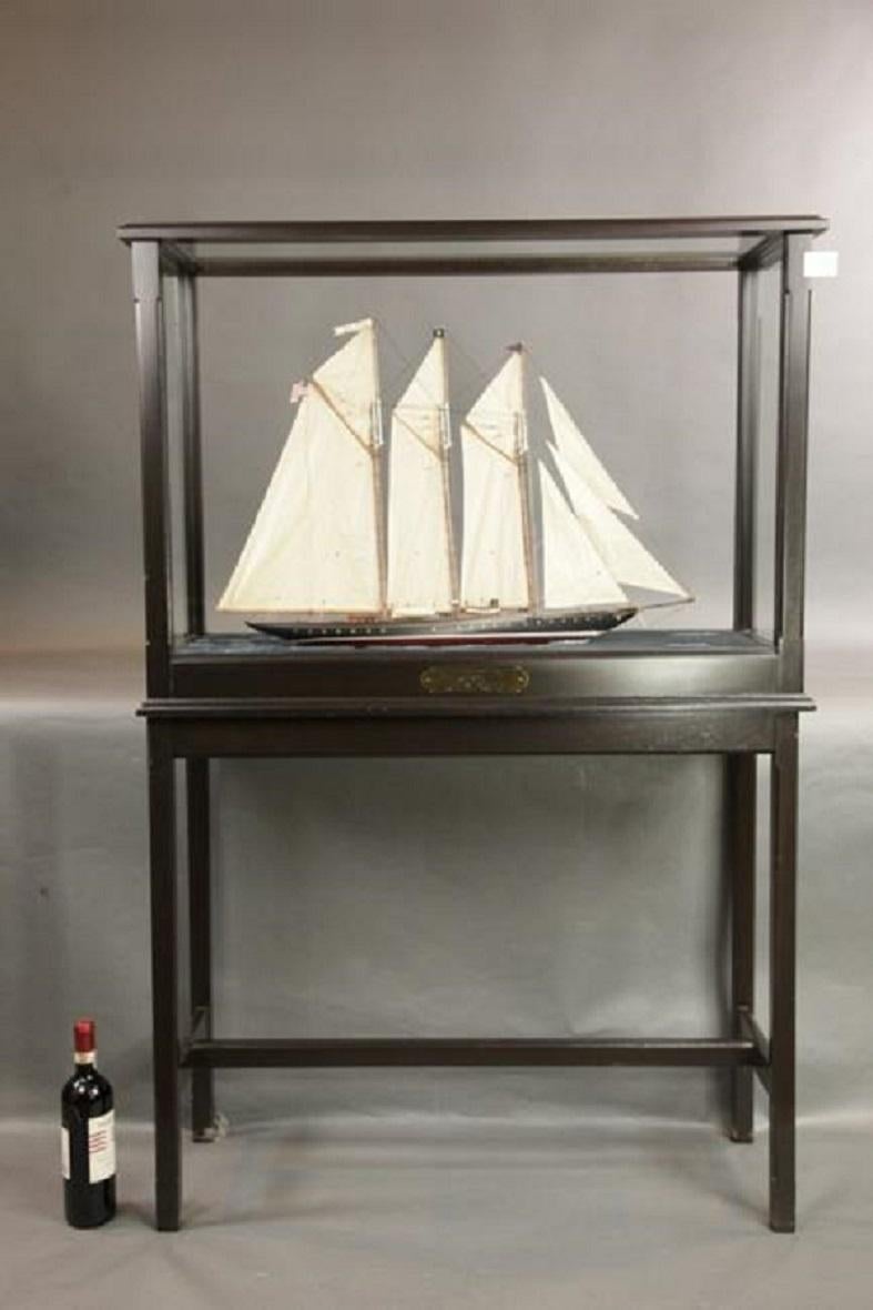 NAUTICAL DIORAMA showing the schooner yacht Atlantic set into water. A gracious diorama with exceptional detail. Rigged with a full set of sails. Atlantic is an amazing yacht with an amazing history. A book chronicling a transatlantic race is