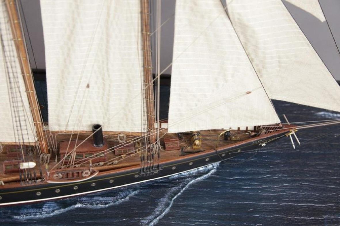 Contemporary Schooner Yacht Atlantic Diorama For Sale