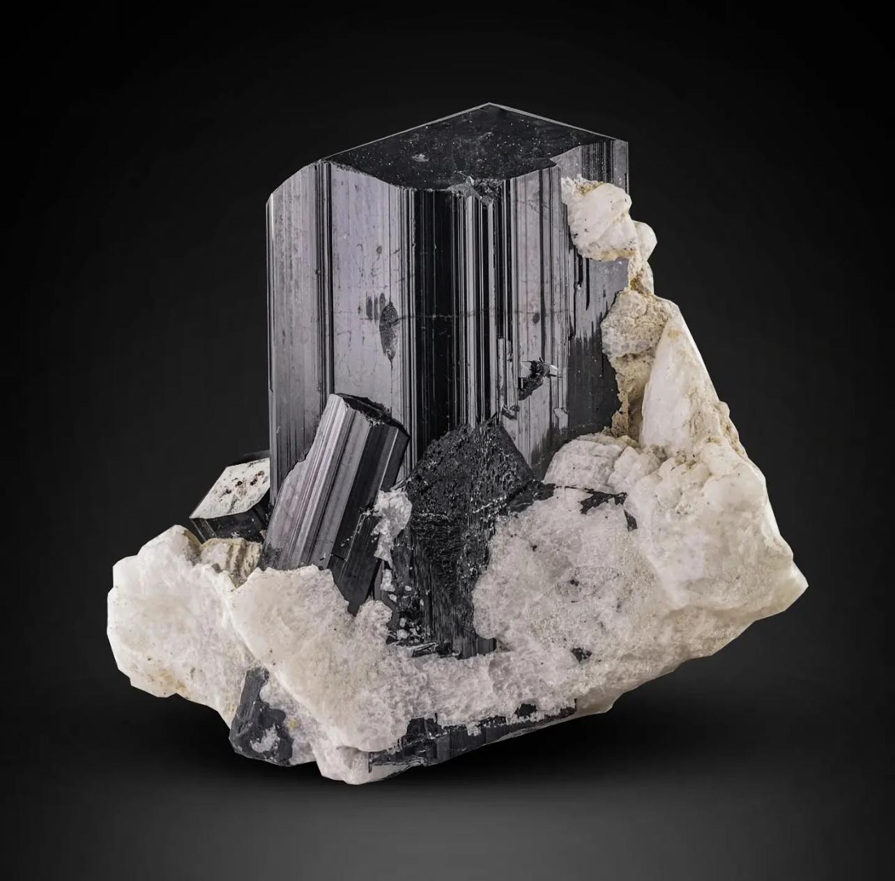 Schorl Black Lustrous Tourmaline Crystal On Albite Matrix From Afghanistan For Sale 2