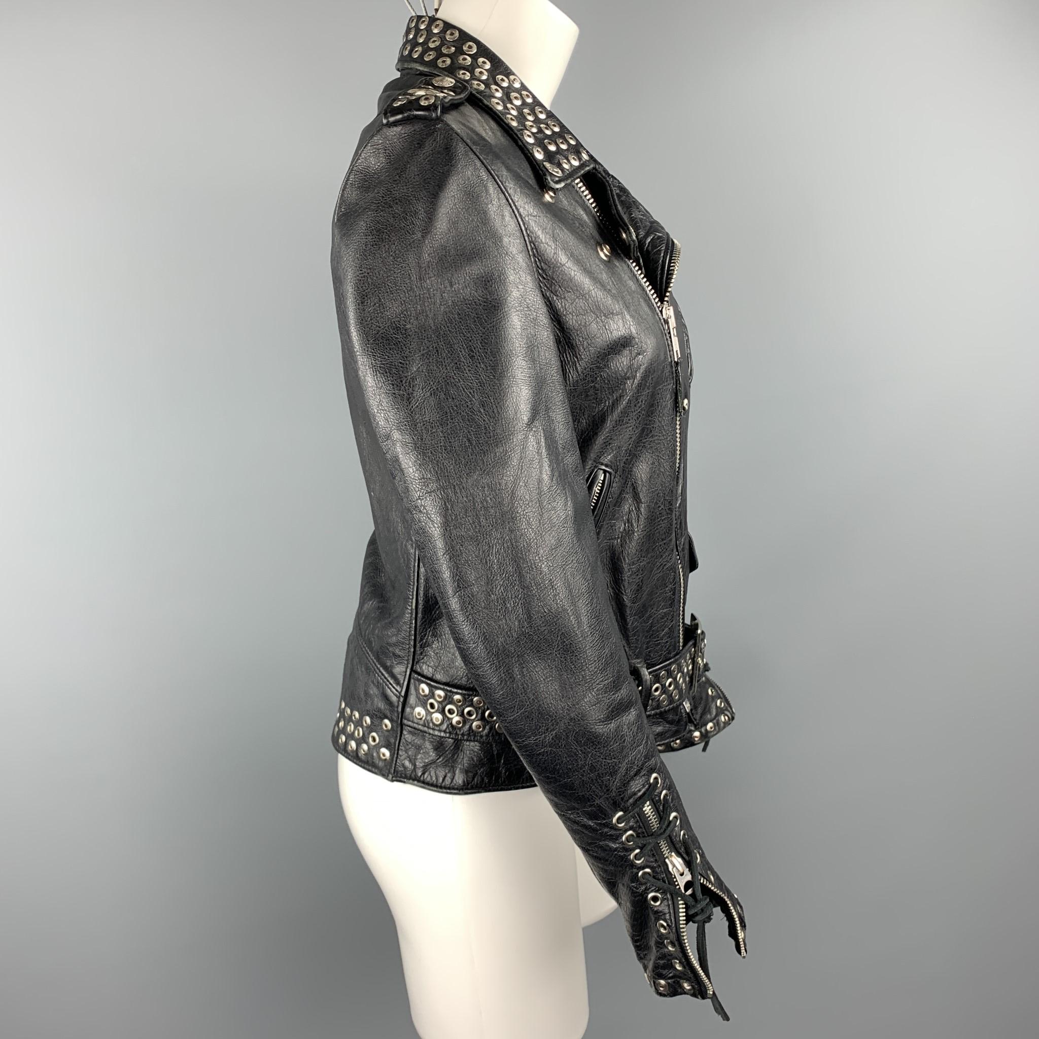 Women's SCHOTT Limitd Edition Size S Black Leather Studded Biker Jacket
