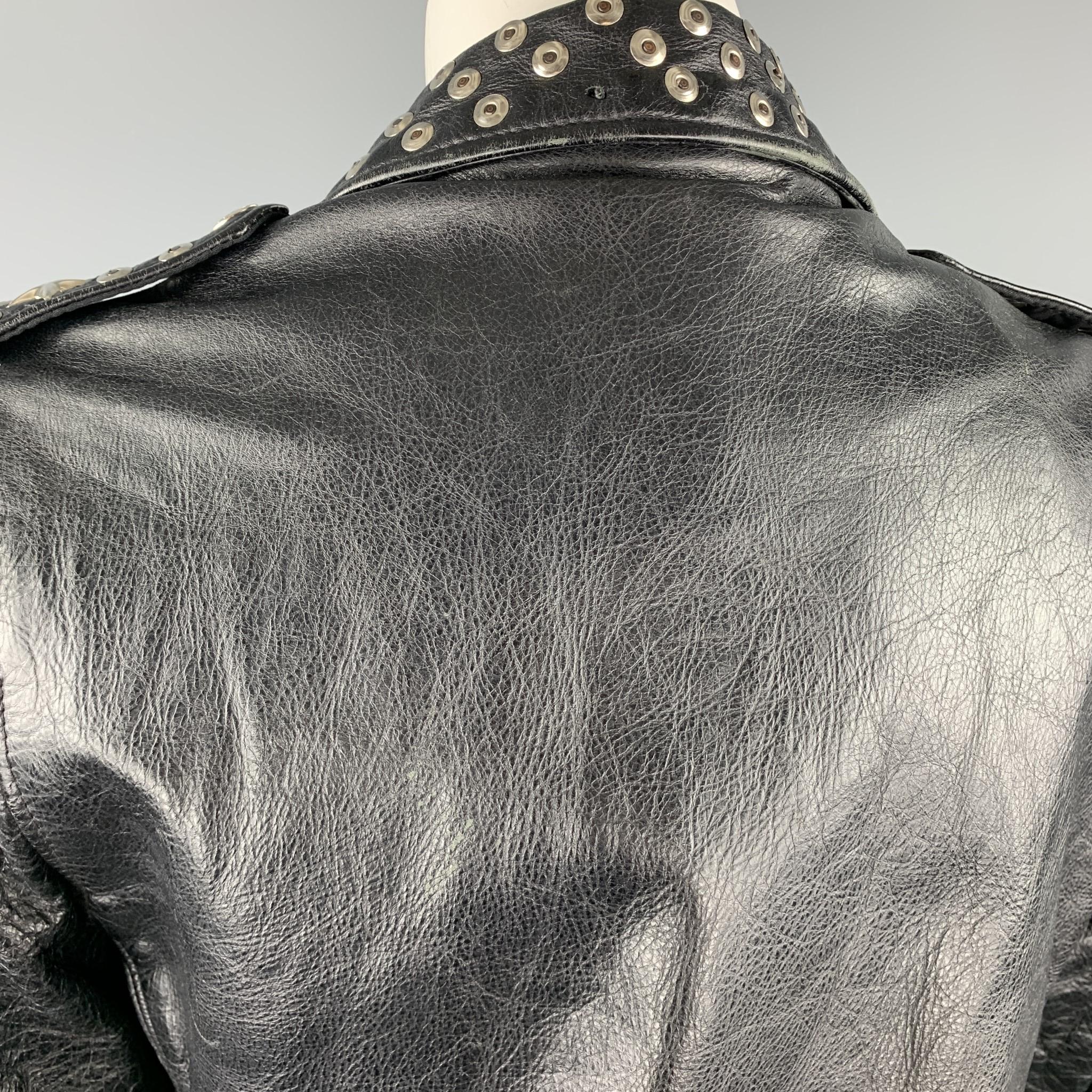SCHOTT Limitd Edition Size S Black Leather Studded Biker Jacket 2