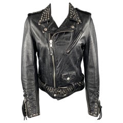 Used SCHOTT Limitd Edition Size S Black Leather Studded Biker Jacket