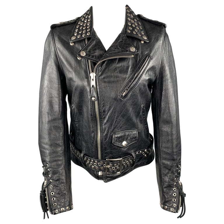 SCHOTT Limitd Edition Size S Black Leather Studded Biker Jacket at ...