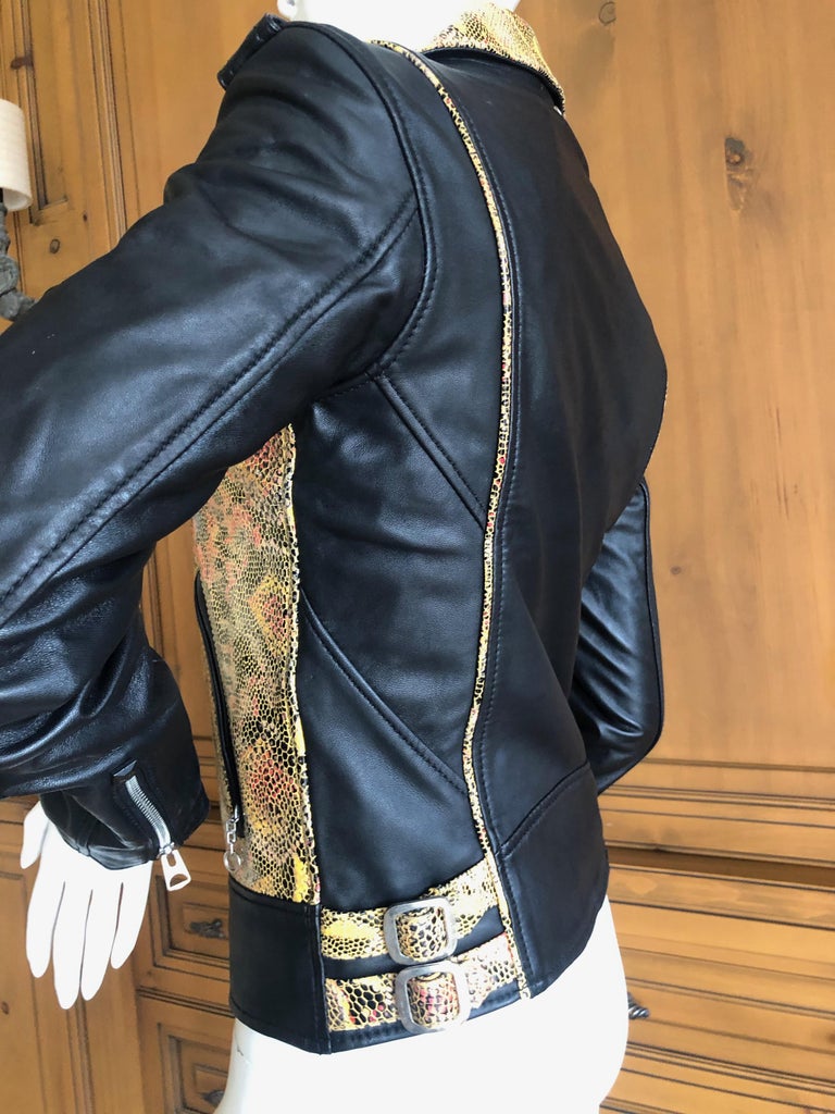 Schott Perfecto Leather Motorcycle Jacket W Embossed Python Details Sm
