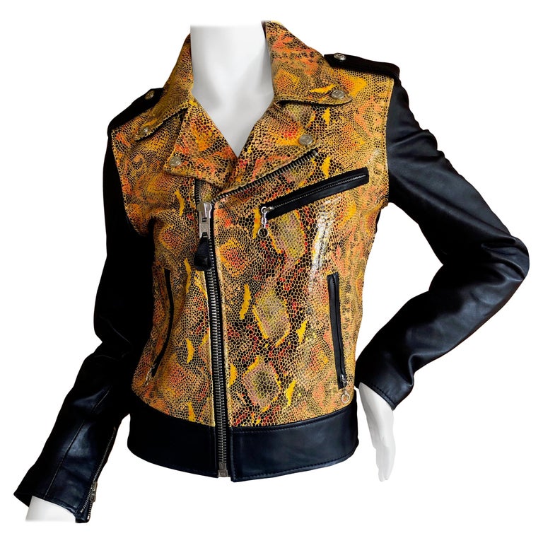 Schott Perfecto Leather Motorcycle Jacket W Embossed Python Details Sm