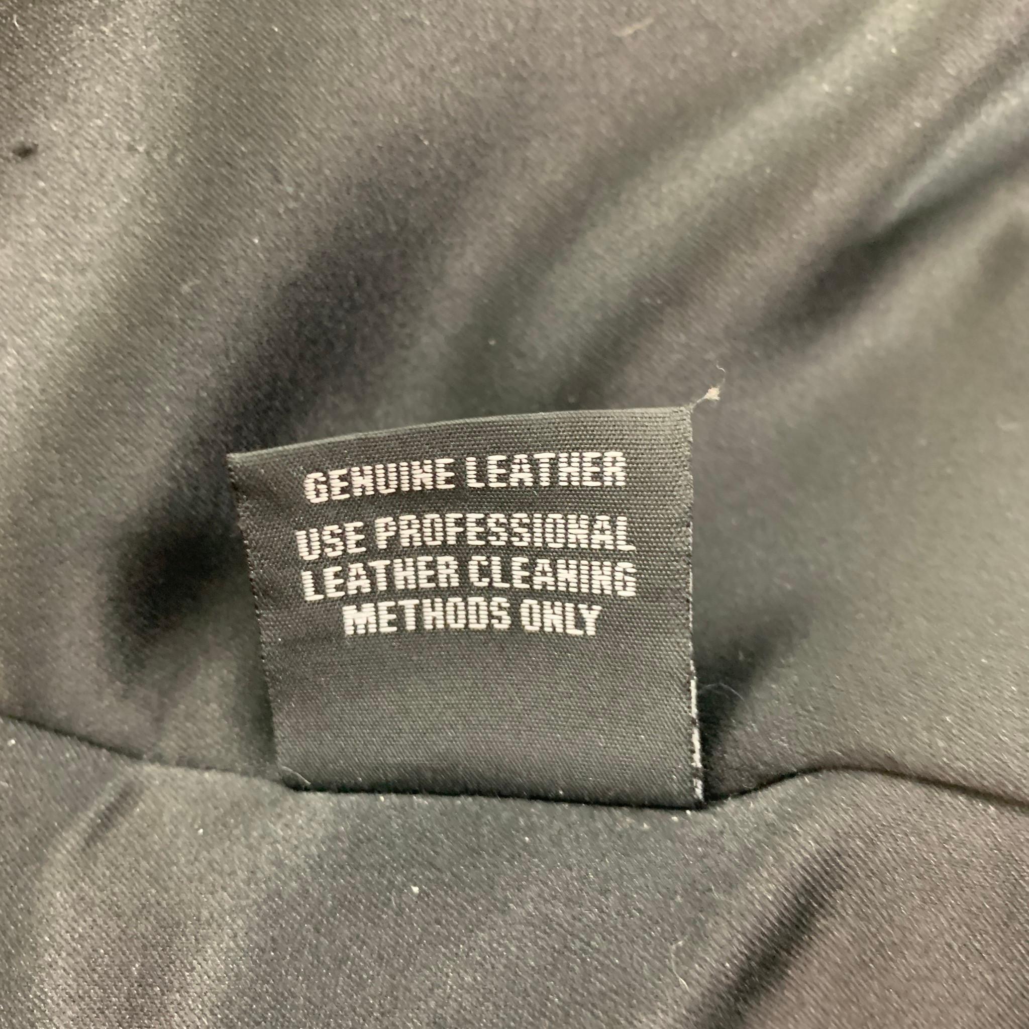 Men's SCHOTT Size L Black Mixed Fabrics Double Breasted Peacoat