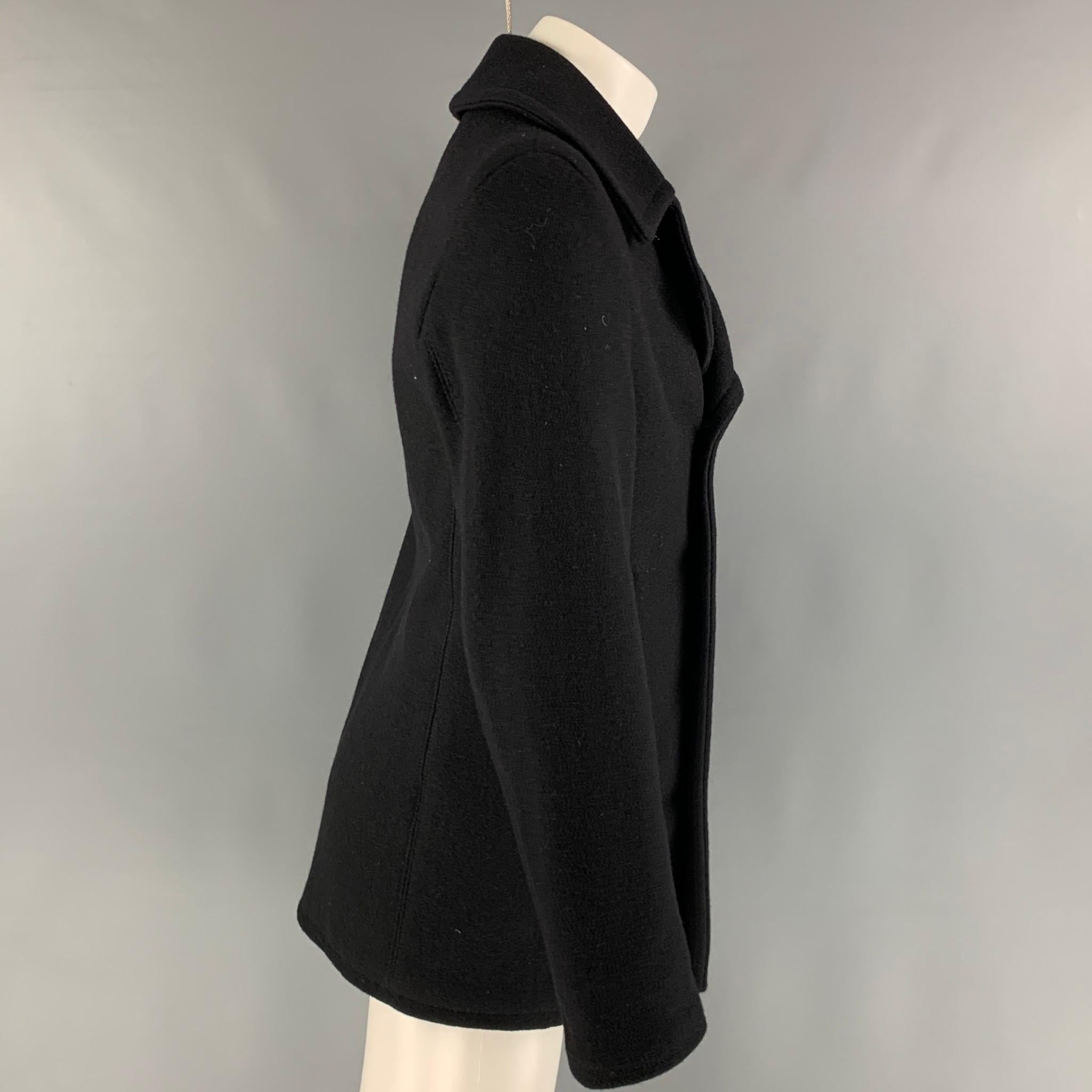SCHOTT Size M Black Solid Wool Nylon Peacoat Coat In Good Condition In San Francisco, CA