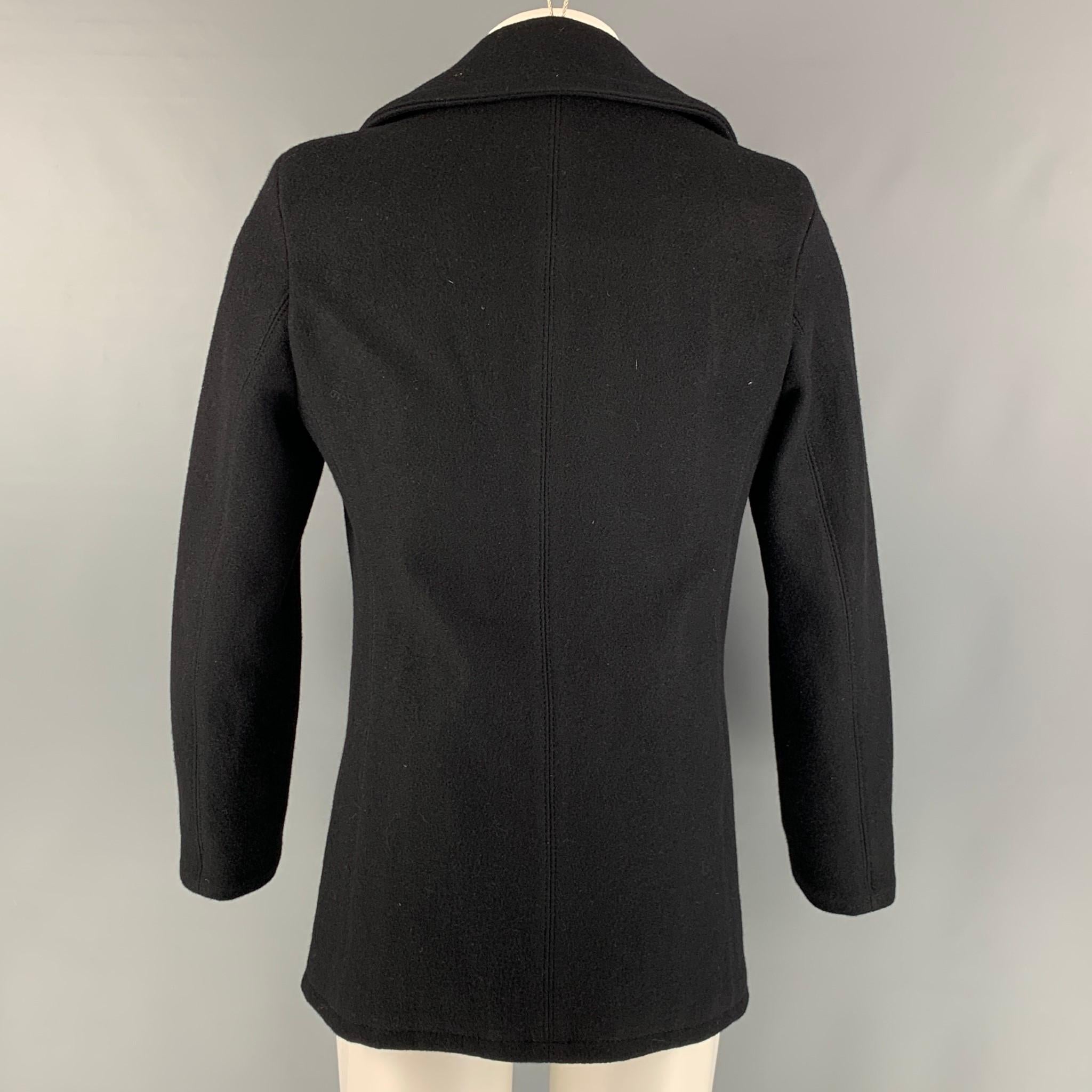 Men's SCHOTT Size M Black Solid Wool Nylon Peacoat Coat