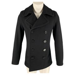 SCHOTT Size M Black Solid Wool Nylon Peacoat Coat
