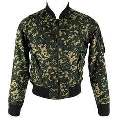 SCHOTT Size M Green Camo Polyester Bomber Jacket