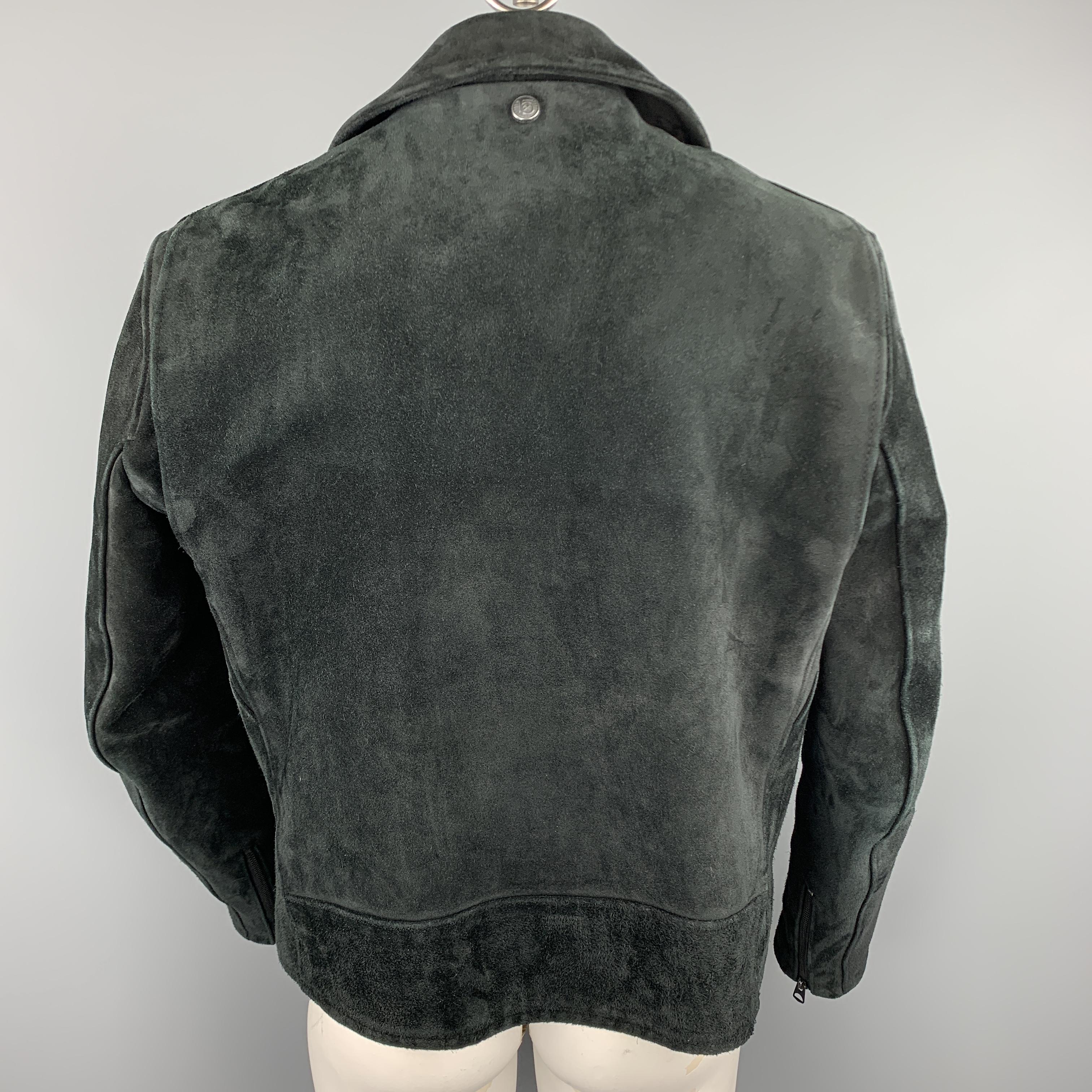 SCHOTT Size XL Black Suede PERFECTO Motorcycle Jacket In Good Condition In San Francisco, CA
