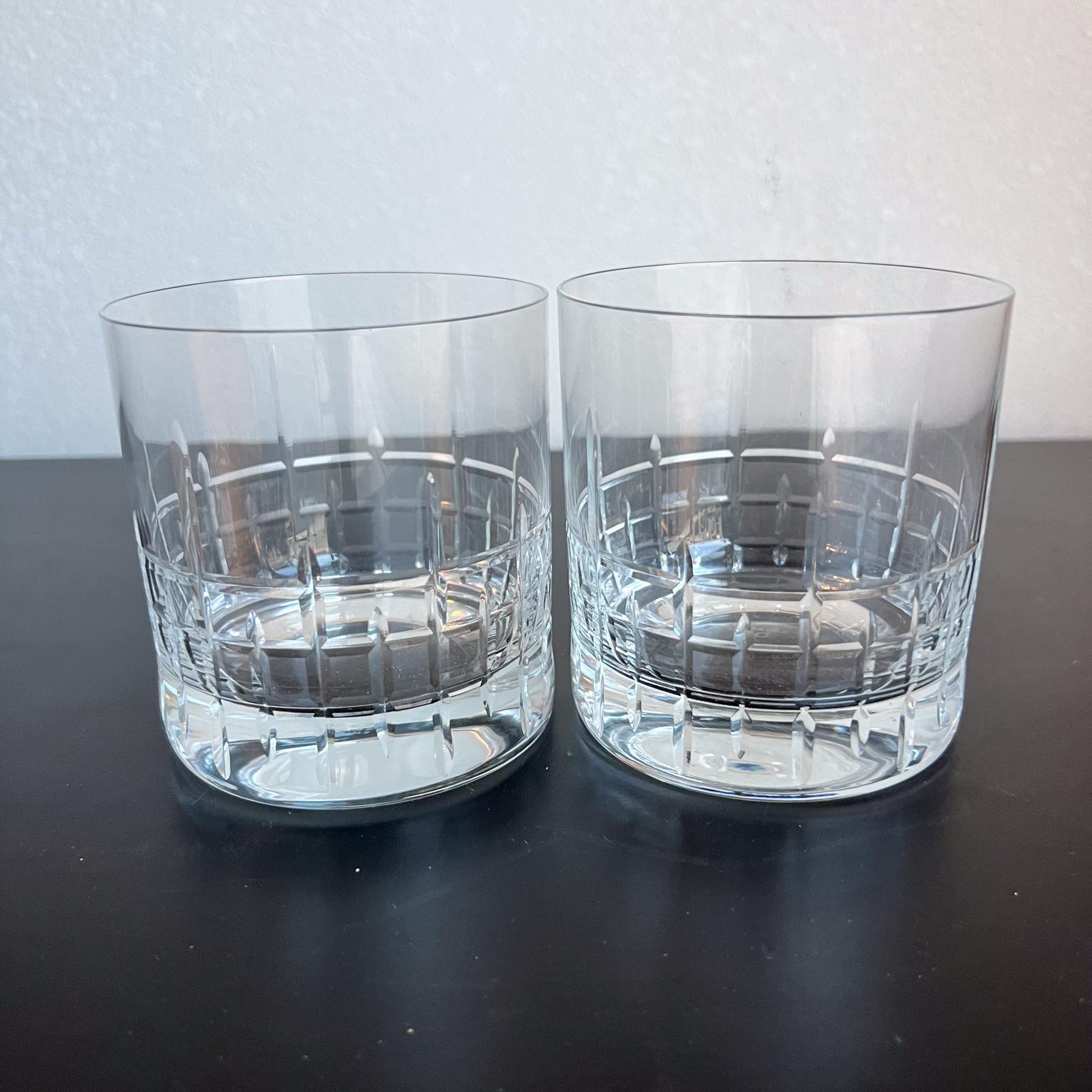 Mid-Century Modern Schott Zwiesel Crystal Pair Double Old-Fashioned Rocks Glasses