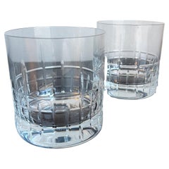 Vintage Schott Zwiesel Crystal Pair Double Old-Fashioned Rocks Glasses