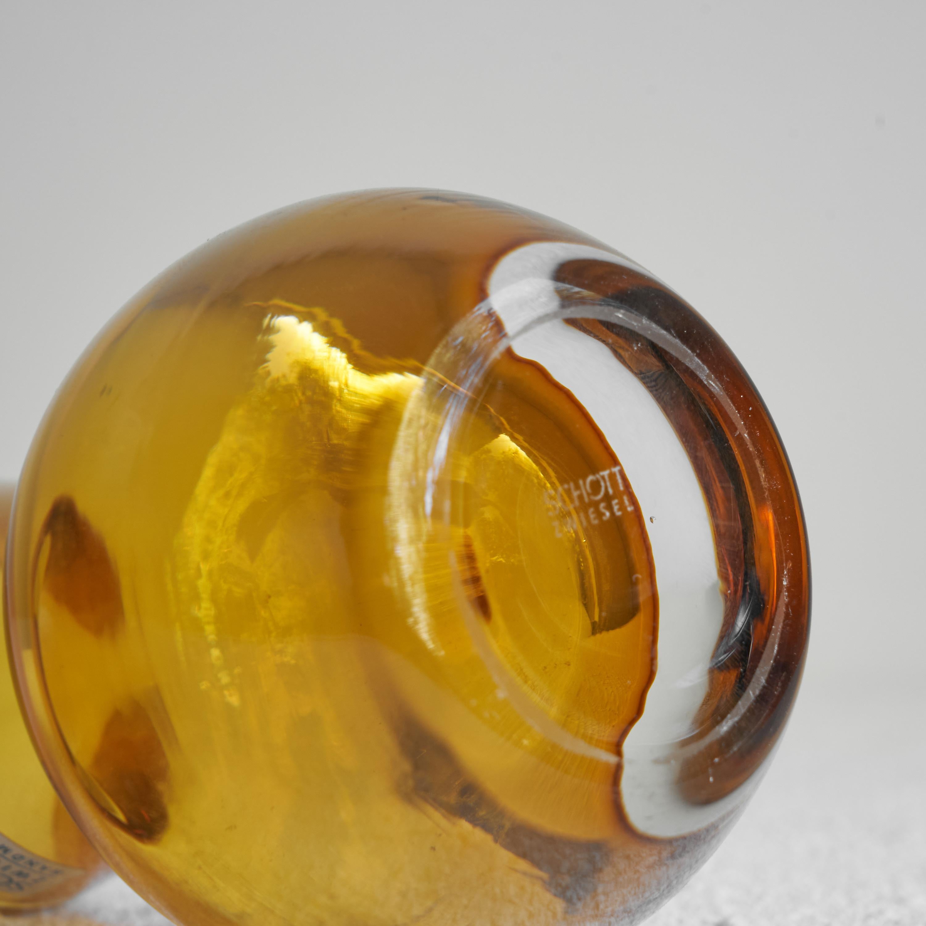 Schott Zwiesel Hand Blown Amber Colored Modernist Art Glass Vase In Good Condition In Tilburg, NL